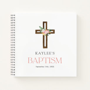 Eukalyptus Modern Cross Baptisbook Gästebuch Notizblock