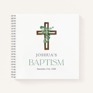 Eukalyptus Modern Cross Baptisbook Notizblock