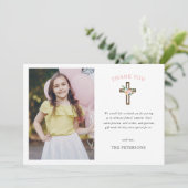 Eukalyptus Modern Cross Baptisse Danke Karte (Stehend Vorderseite)