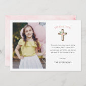Eukalyptus Modern Cross Baptisse Danke Karte (Vorne/Hinten)
