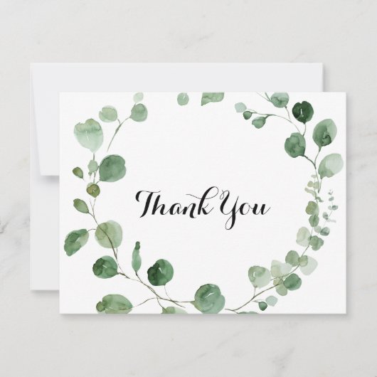 Eukalyptus Modern Flat Wedding Dankeschön Karte (Vorderseite)