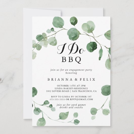 Eukalyptus Modern I GRILLEN Engagement Party Einladung (Vorderseite)