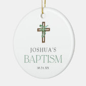 Eukalyptus Moderne Cross-Baptisse Keepake Keramik Ornament (Links)