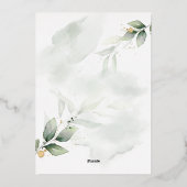 Eukalyptus - Moderne, elegante Hochzeit Folieneinladung (Rückseite)