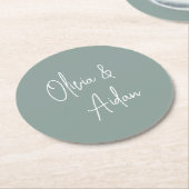 Eukalyptus | Moderne handgeschriebene Hochzeit Runder Pappuntersetzer (Angewinkelt)