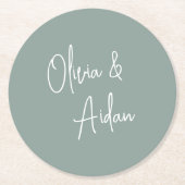 Eukalyptus | Moderne handgeschriebene Hochzeit Runder Pappuntersetzer (Vorderseite)