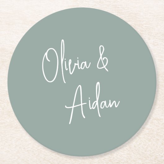 Eukalyptus | Moderne handgeschriebene Hochzeit Runder Pappuntersetzer (Vorderseite)