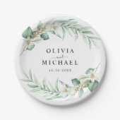 Eukalyptus Moderne Hochzeit Pappteller (Vorderseite)