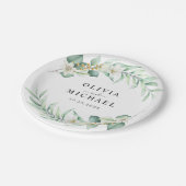 Eukalyptus Moderne Hochzeit Pappteller (Schrägansicht)