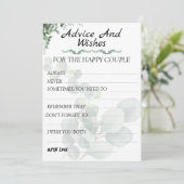 Eukalyptus Moderne Hochzeitsberatung und Wünsche Hinweiskarte (Stehend Vorderseite)