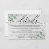 Eukalyptus Moderne Hochzeitsunterkunft Details RSVP Karte (Vorderseite)