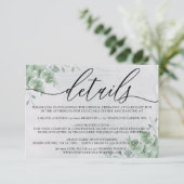 Eukalyptus Moderne Hochzeitsunterkunft Details RSVP Karte (Stehend Vorderseite)