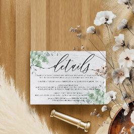 Eukalyptus Moderne Hochzeitsunterkunft Details RSVP Karte