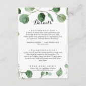 Eukalyptus Moderne Kalligrafie Hochzeitdetails Begleitkarte (Vorderseite)