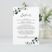 Eukalyptus Moderne Kalligrafie Hochzeitdetails Begleitkarte (Stehend Vorderseite)