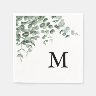 Eukalyptus Moderne Kalligrafie Monogramm Hochzeit Serviette