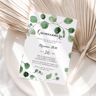 Eukalyptus Moderne Kalligrafie Quinceñera Einladung