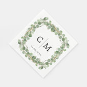 Eukalyptus Moderne Kalligraphie Monogram Wedding Serviette (Ecke)