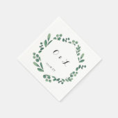 Eukalyptus Moderne Kalligraphie Monogram Wedding Serviette (Ecke)