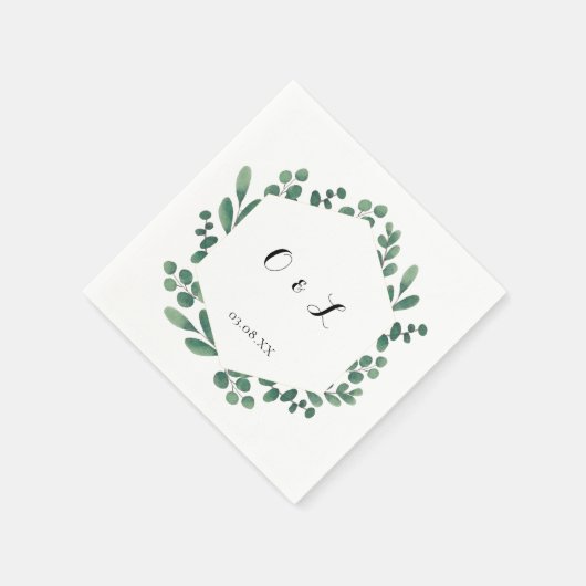 Eukalyptus Moderne Kalligraphie Monogram Wedding Serviette (Ecke)