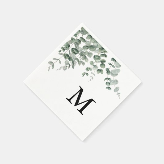 Eukalyptus Moderne Kalligraphie Monogram Wedding Serviette (Ecke)