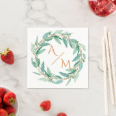 Eukalyptus Moderne Kalligraphie Monogram Wedding Serviette (Beispiel)