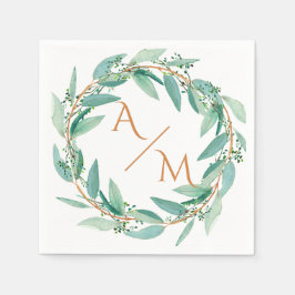 Eukalyptus Moderne Kalligraphie Monogram Wedding Serviette