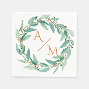 Eukalyptus Moderne Kalligraphie Monogram Wedding Serviette
