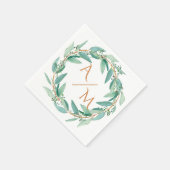 Eukalyptus Moderne Kalligraphie Monogram Wedding Serviette (Ecke)