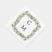 Eukalyptus Moderne Kalligraphie Monogram Wedding Serviette (Ecke)