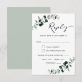 Eukalyptus Moderne kalligraphische Mahlzeiten Hoch RSVP Karte (Vorne/Hinten)