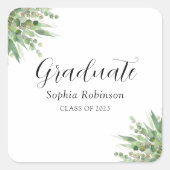 Eukalyptus Moderner Abschluss Quadratischer Aufkleber (Vorderseite)