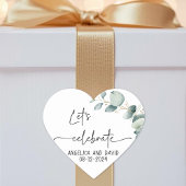 Eukalyptus moderner Celebrate-Name des lassend Herz-Aufkleber