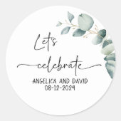Eukalyptus moderner Celebrate-Name des lassend Runder Aufkleber (Vorderseite)