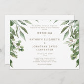 Eukalyptus - Moderner Goldtext Einladung (Vorne/Hinten)