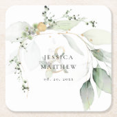 Eukalyptus moderner, grüner und goldener Eukalyptu Rechteckiger Pappuntersetzer (Vorderseite)