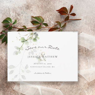 Eukalyptus moderner Wasserfarben Goldhochzeit Save The Date