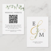 Eukalyptus Modernes Amperand Wedding Website QR Begleitkarte (Vorne/Hinten)
