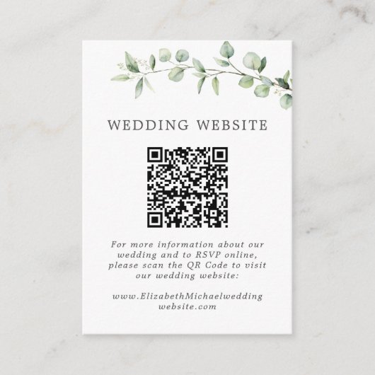 Eukalyptus Modernes Amperand Wedding Website QR Begleitkarte (Vorderseite)