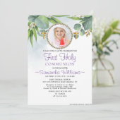 Eukalyptus Modernes Foto Erste Kommune Einladung (Stehend Vorderseite)