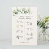 Eukalyptus Modernes Icon Hochzeitsprogramm Briefpapier (Stehend Vorderseite)