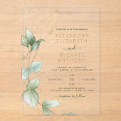 Eukalyptus Modernes Minimalistisches Grünes Blatt Acryleinladungen (Vorderseite)