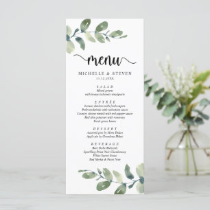 Eukalyptus Modernes rustikales Hochzeitessen Menükarte