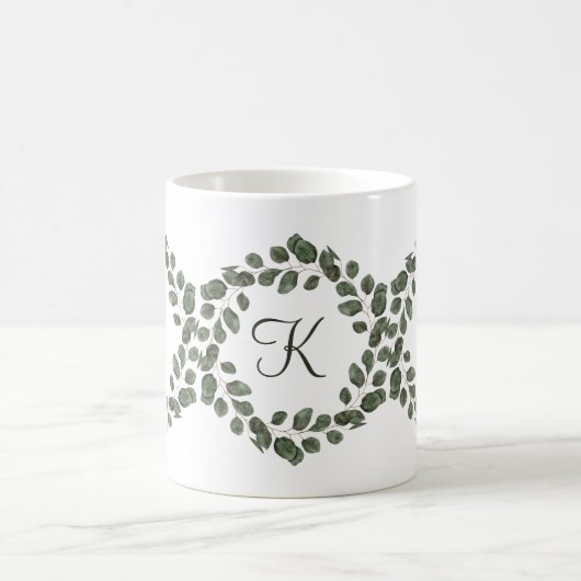 Eukalyptus Monogram Blätter Elegante Moderne Kaffeetasse (Mittel)