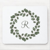 Eukalyptus Monogram Blätter Elegante Moderne Mousepad (Vorne)