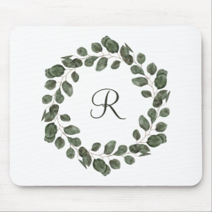 Eukalyptus Monogram Blätter Elegante Moderne Mousepad