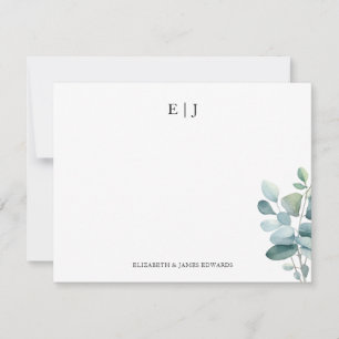 Eukalyptus Monogram Couple Initials Personalisiert Mitteilungskarte