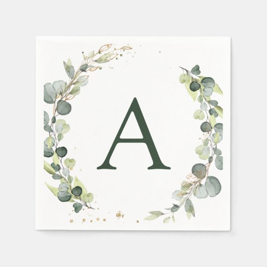 Eukalyptus Monogram Greenery Wedding Serviette (Vorderseite)