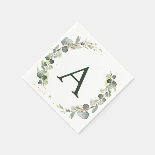 Eukalyptus Monogram Greenery Wedding Serviette (Ecke)