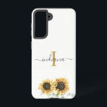 Eukalyptus Monogram Script Modern Samsung Galaxy Hülle<br><div class="desc">Sonnenblume Eukalyptus Monogram Script Moderne Samsung Galaxy S21 Fall</div>